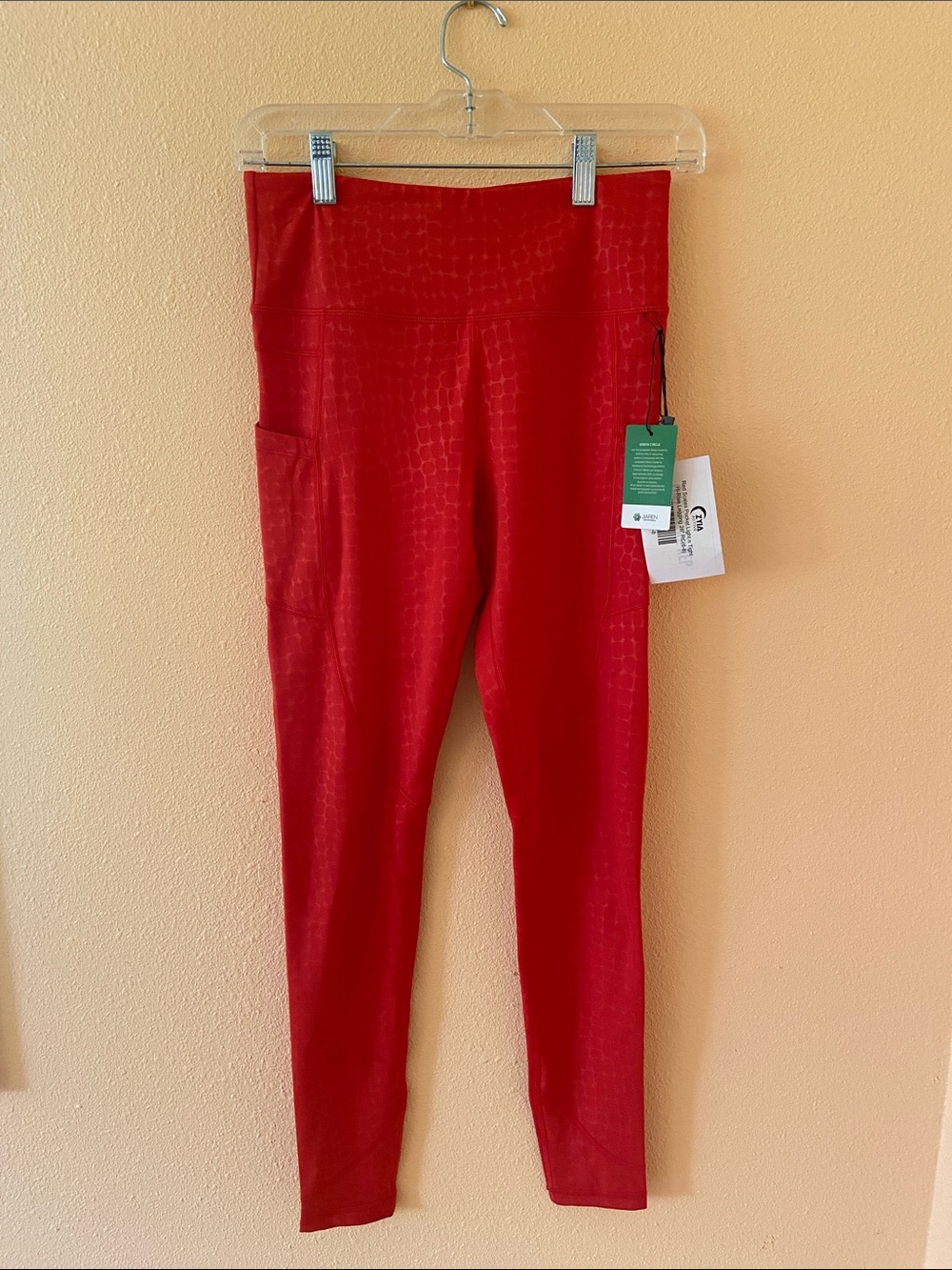 New Zyia Red Scales Hi-Rise Leggings, Pockets, Jiaren New Materials, Size 6/8